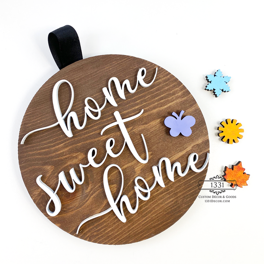 Home Sweet Home Interchangeable Round Sign, Seasonal Interchangeable Sign, Home Sweet Home Sign, Housewarming Sign, Interchangeable Sign, Seasonal Sign, Holiday Sign, Seasonal Decor, Holiday Decor