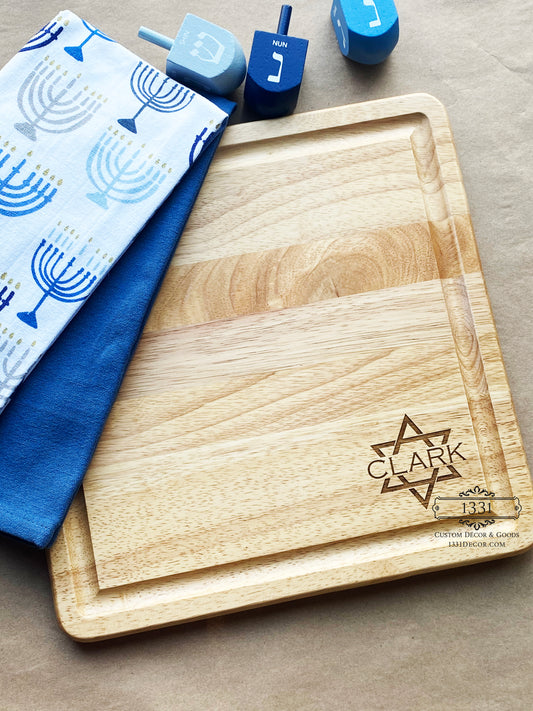 Star of David Cutting Board, Customized Cutting Board, Hanukkah Gifts, Chanukkah Gifts, Chanukah Gifts, Custom Jewish Gifts for Hanukkah, Rosh Hashanah Gift