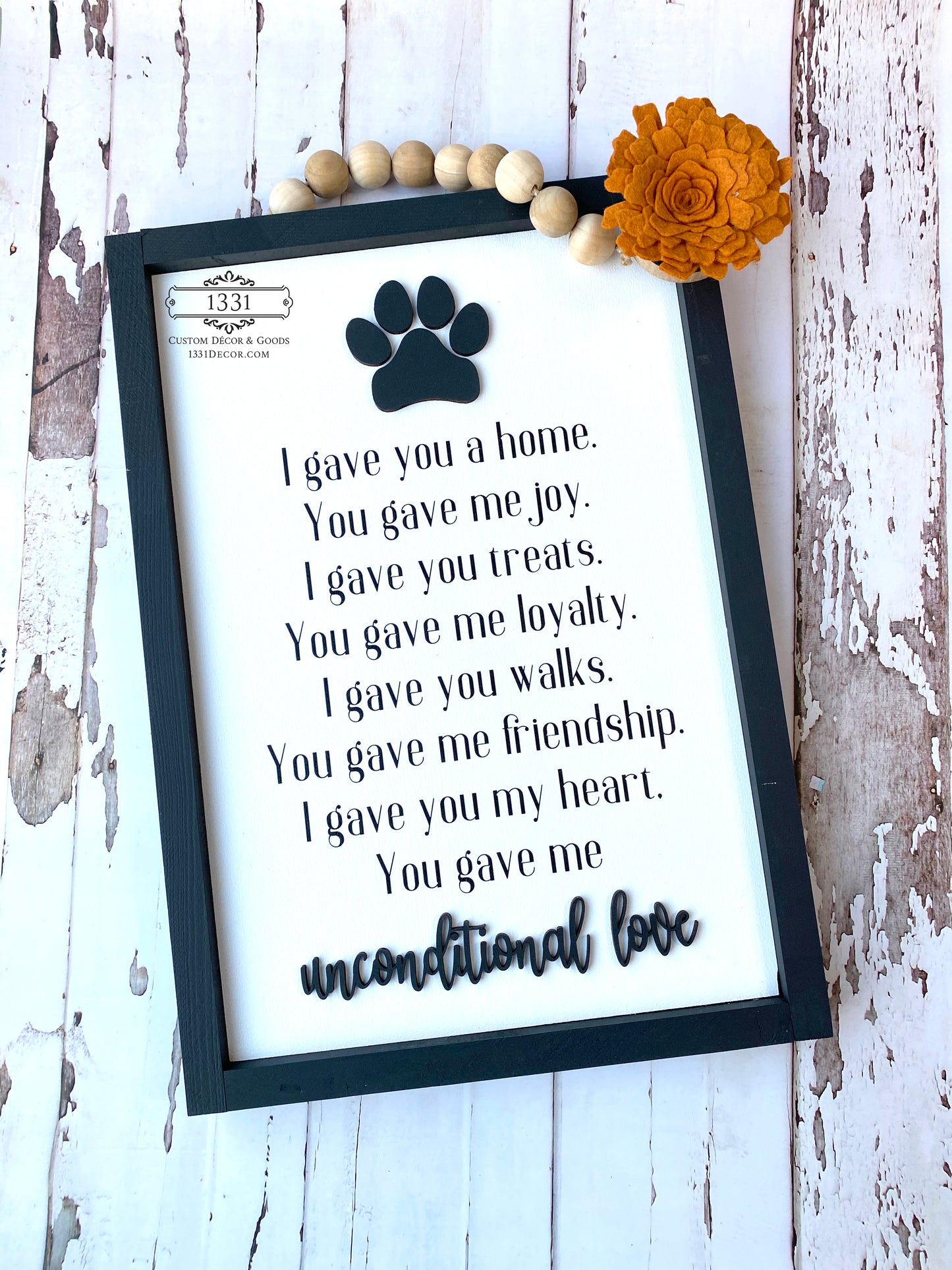 Dog Unconditional Love sign