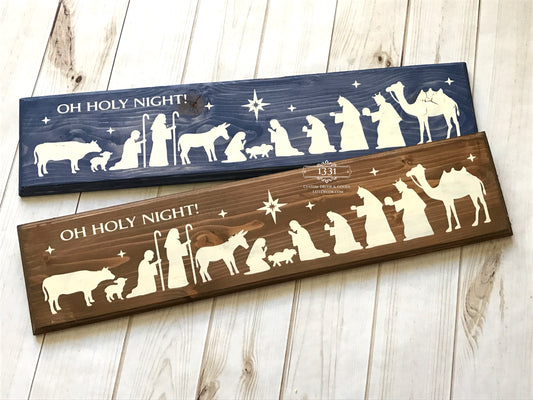 Nativity Sign, Oh Holy Night Sign, Christmas Sign, Religious Sign, Christmas Decor