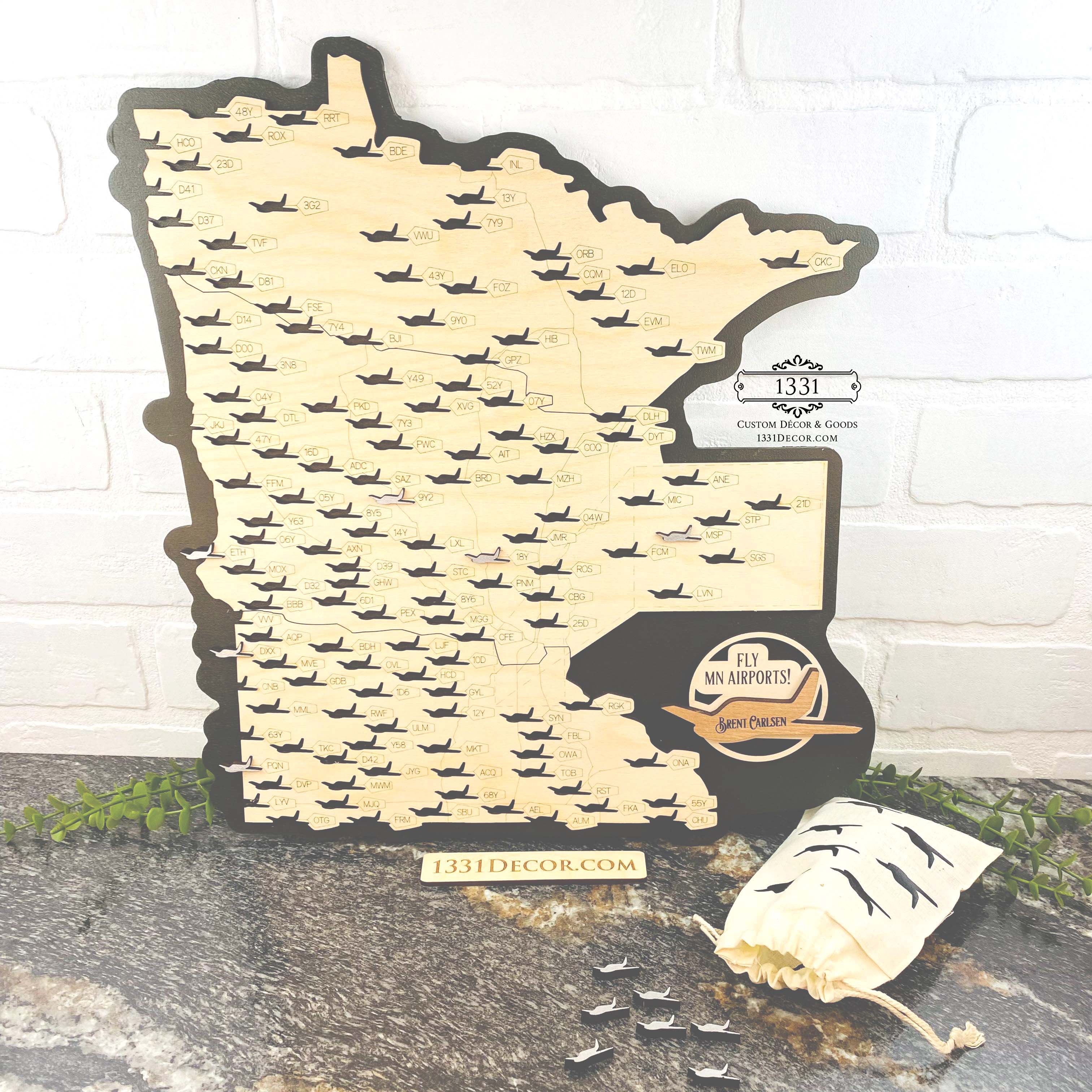 Minnesota Airports Travel Map – 1331 Custom Decor &amp; Goods