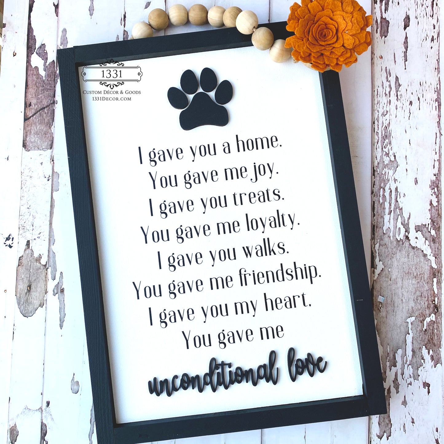 Dog Unconditional Love sign